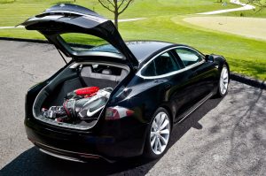 Tesla Model S Electric Luxury Sedan compartment